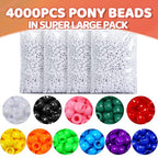Praisebank 4000pcs White Barrel Plastic Pony Beads for Jewelry Making, Crafts, Hair Braids - color: White