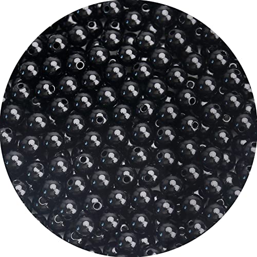 BONNY BOXX 500PCs 8MM Smooth Black Acrylic Round Beads, Plastic Resin Bubblegum Balls Chunky Gumball Beads for Necklace and Bracelet Making, Crafting Supplies - color: Smooth Black, size: 8MM