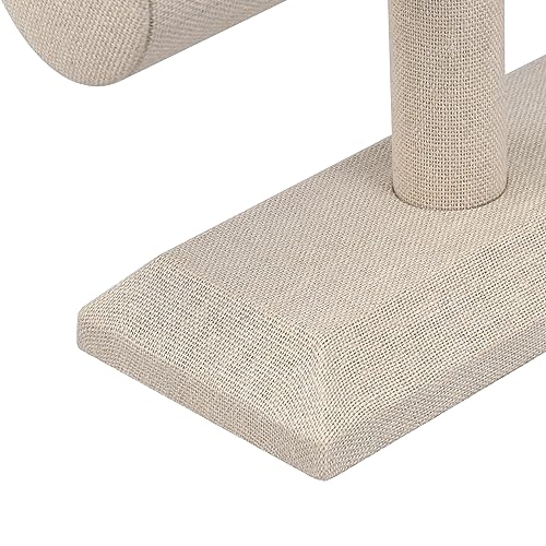 MOOCA 2 Pcs Set Linen Covered Wood Bracelet Holder Stand Jewelry Display Stand Watch Bangle Organizer Display, Nature Linen Color - color: Tan Linen, 2 pieces
