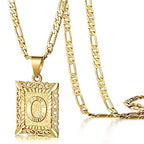 KissYan Initial Letter Pendant Necklace for Men Women, 14K Gold Plated Square Capital Monogram Necklace Alphabets from A-Z Figaro Chain Jewelry - color: 1-Gold, style: O