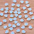 200 pcs Tiny Heart Enamel Charm Gold Plated Alloy Love Pendant Bracelet Earring Keychain Jewelry Crafts 6x8mm - color: Blue