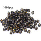 6x6mm Black Cube Acrylic Alphabet Letter Beads Gold Alphabet On Square Black Beads A-Z Mixed Plastic Shape Loose DIY Beads for Jewelry Making Bracelets Necklaces Key Chains (Gold on Black) - color: black-gold(6mm)