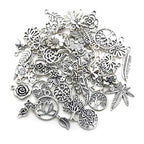 Youdiyla 100pcs Mix Silver Tree Flower Charms Collection, Bulk Mini Small Little Charms Metal Pendant Craft Supplies Findings for Necklace and Bracelet Jewelry Making (HM291) - color: Tree Flower Charms-100pcs