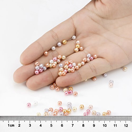 BEADNOVA Satin Pearls Beads for Crafts Tiny Loose Glass Imitation Pearls for Jewelry Making (4mm, 1000pcs, Multi Color) - color: 4mm 1000pcs Mix Lot M03