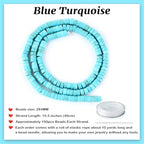 Natural Blue Turquoise Heishi Spacer Beads Loose Semi Precious Flat Round Gemstone Disc Shape Stone for Beading Jewelry Making 4x2mm 15.5" - color: Blue Turquoise
