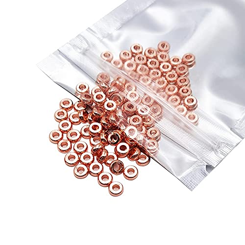 INSPIRELLE 100pcs Heishi Beads 4mm Long-Lasting Disc Brass Rondelle Spacer Beads Rose Gold Plated Flat Round Shape Jewelry Metal Spacers for Bracelet Necklace Jewelry Making - color: Rose Gold, size: 4mm