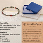 LPBeads Handmade Natural Gemstone Stretch Elastic Bracelet Healing Crystal Round Stone Beads Jewelry Gifts for Women Men - color: African Bloodstone, size: 4mm