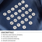 UNICRAFTALE Stainless Steel Alphabet Link Charms from A to Z Letter Pendants Connectors for Earring Bracelet Necklace Flat Round Metal Pendant DIY Earring Bracelet Making - color: Metal Color
