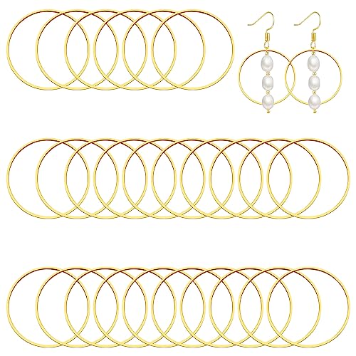60pcs Round Beading Hoop 35mm Earring Hoops Earrings Beading Hoop Earring Circle Connectors Open Bezel Pendant Frame Earring Finding for DIY Crafts Accessories Supplies Women Gift(Gold) - color: 60pcs;35mm;Gold