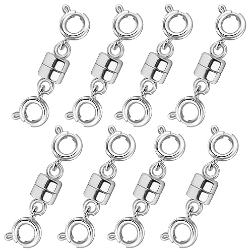 Double Magnetic Necklace Clasps and Closures 14K Gold and Silver Bracelet Extender Jewelry Clasps Converters for DIY Jewelry Making - color: 8Pcs Silver
