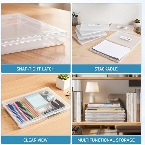 Jetec 6 Pieces Mini Plastic Clear Beads Storage Containers Box for Collecting Small Items, Beads, Jewelry, Business Cards, Game Pieces, Crafts (12.0 x 8.8 x 0.9 Inch) - size: 12.0 X 8.8 X 0.9 Inch