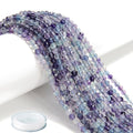 AD Beads Natural Gemstone Diamond-Cut Micro-Faceted Round Tiny 4mm Small Round for DIY Necklace Jewelry Making Beads (Fluorite) - color: Fluorite