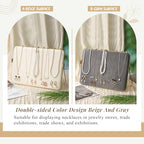 Colingmill 2 Pack Necklace Display Stand for Vendors 14 x 9.7 Inch Large Velvet Necklace Display Stand Double-sided Chain Holder Beige Grey Chain Jewelry Holder for Selling Craft Show Exhibidores