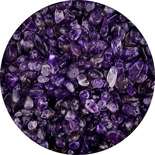 Natural Chip Stone Beads Amethyst 5-8mm About 400 Pieces Irregular Gemstones Healing Crystal Loose Rocks Bead Hole Drilled DIY for Bracelet Jewelry Making Crafting (5-8mm, Amethyst) - color: Amethyst