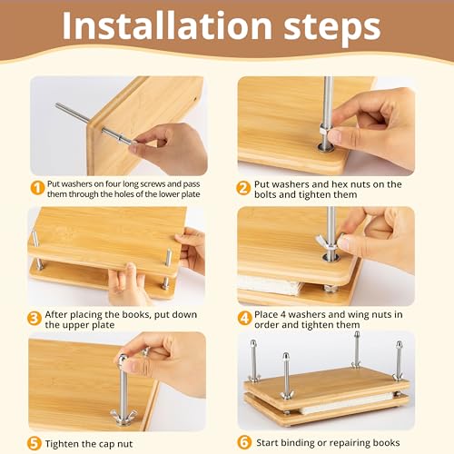 pamctry 50 Pcs Book Binding Kits for Beginners - Complete DIY Kit with Tools & Instructions, 11.6 x 7.8 Inches - style: Book Binding Kits + Bamboo Book Press
