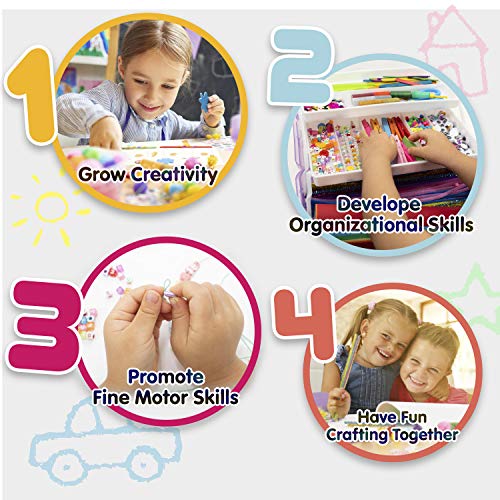 Olly Kids Craft Kits Library in a Plastic Craft Box Organizer- Craft and Art Supplies for Kids Ages 4 5 6 7 8 9 10 11 &12 Year Old Boys & Girls - color: Blue