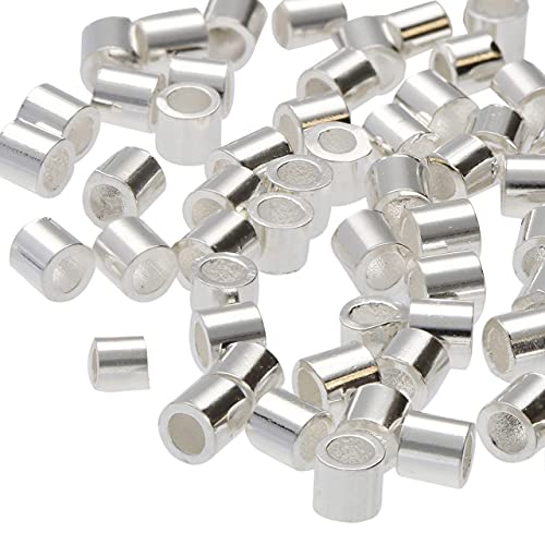 The Beadsmith Tube Crimp Beads, 2.5 x 2.5mm, 100 Pieces, Silver Color, Uniform Cylindrical Shape, No Sharp Edges, Designed to Secure the Ends of Jewelry Stringing Wires and Cables - color: Silver Plate, size: 2.5mm X 2.5mm - 100 Pcs