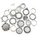 20pcs Mixed Fit 25mm Blank Bezel Pendant Trays Base Cabochon Settings Trays Pendant Blanks for Jewelry Making DIY Findings (M280) - color: Antique Silver 25mm