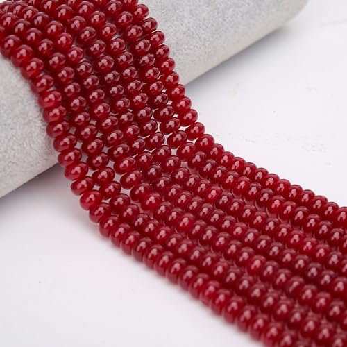2 Strands (150PCs) Garnet Jade Rondelle Beads, 5 * 8mm Gemstone Loose Spacer Abacus Disk Beads for DIY Bracelet Necklace Earrings Jewelry Making, Craft Supplies Beading Kit - color: Garnet Jade, size: 5*8MM