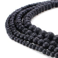 RUBYCA Wholesale Natural Black Lava Gemstone Round Loose Beads for Jewelry Making 1 Strand - 4mm - color: Black Lava, size: 4 MM