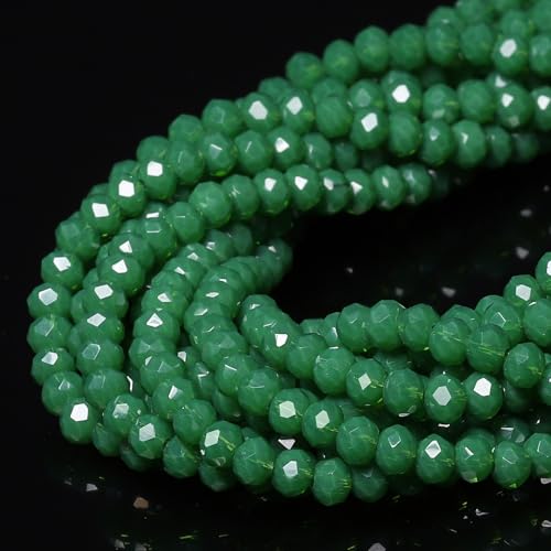 5 Strands 3mm 550PCS Dark Green Crystal Beads, Song Xi Porcelain Jade Glass Beads for Jewelry Making, Gemstone for Necklace Earring, Arts and Crafts, DIY and Craft Supplies - color: Dark Green, size: 3mm(5 Strands)