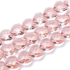 Cheriswelry 100pcs Faceted Heart Glass Beads Transparent Love Heart Shape Beads Crystal Loose Spacer Beads Heart Charms Dark Salmon Earring Bracelet Necklace Heart Beads for Jewelry Making - color: Dark Salmon
