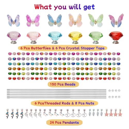 200Pcs DIY Butterfly Garden Stakes Kit - Fairy Wand Garden Stake Beads Kits, Fairy Garden Accessories Kit for Outdoor, Beadable Items (Butterfly) - color: Butterfly