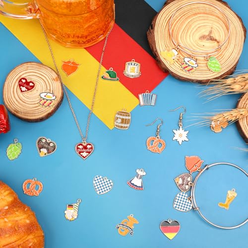 MARFOREVER 40Pcs/20 Pairs Oktoberfest Charms for Jewelry Making, Beer Theme Festival Charm German Beer Mug Pretzel Dangle Charms for Bracelet Necklace Earrings Making Accessories - style: Oktoberfest