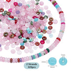 PH PandaHall 320PCs Rondelle Beads Gemstone Loose Spacer 2 Strands Abacus Disk Beads 4mm Mix Color Rondelle Stone Bead for DIY Bracelet Necklace Earrings Jewelry Making Crafting, Hole: 1mm