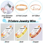 Paxcoo 3 Pack Jewelry Wire Craft Wire 18 Gauge Tarnish Resistant Beading Wire for Jewelry Making Supplies and Crafting (Silver, Gold and Copper)