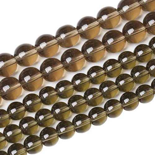 122PCS 6mm Smoky Crystal Quartz Glass Beads Natural Stone Round Loose Beads for Jewelry Making DIY Bracelet Necklace 2 Strand 32" - color: Smoky Quartz Glass, size: 6mm(2 strands)