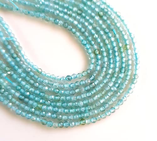 3 Strand Apatite Gemstone Faceted Beads | Natural/Genuine Gemstone Micro Faceted Beads Jewelry Making 12 Inch Size - 1.5 to 2 MM [MSKU 18]