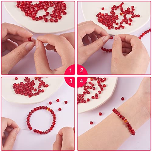 UR URLIFEHALL 100 Pcs Imitation Jade Glass Beads Heart Shape Crystal Spacer Beads for DIY Crafts Jewelry Making - color: 100pcs-6x6x4mm-dark red imitation jade glass heart
