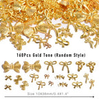 stino 100 Gram Metal Charms for Jewelry Making, Silver & Gold Plated, Bulk Pack for Bracelets, Necklaces, Crafts - color: Bow (Gold Plated 200gram)