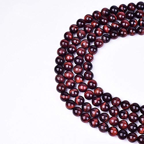 Natural Round AAA+ Red Tiger Eye Gemstone Loose Beads Energy Stone Healing Power for Bracelet Jewelry Making 1 Strand 15"（6mm,60pcs） - color: red, size: 6mm