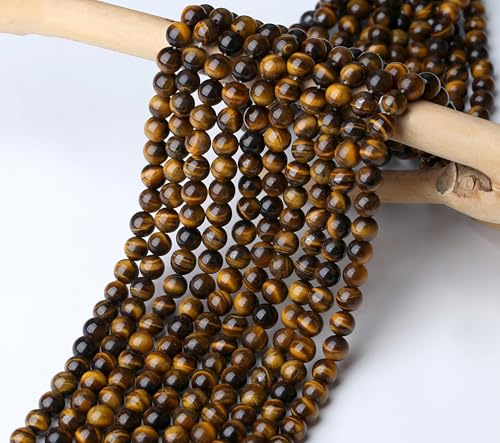 Natural Yellow Tigers Eye Beads 100Pcs 8mm Crystal Beads Loose DIY Round Stone Bead for Bracelet Necklace Earrings Making - color: A-Yellow Tigers Eye, size: 100pcs