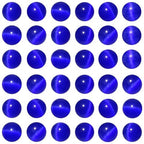 100pcs Sapphire Blue Cat Eye Beads 8mm Round Semi Precious Stone Hole Size 1mm DIY Charm Spacer Beading Smooth Gemstone Loose Beads for Jewelry Making Bracelets Necklaces Earrings Crafting - color: Sapphire Blue