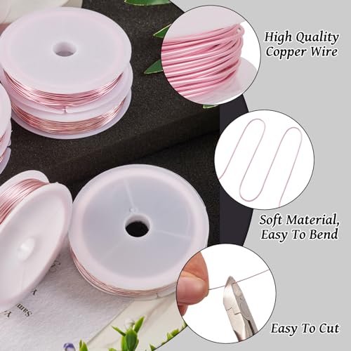 Cheriswelry 26.25 Feet Copper Wires 20 Gauge 0.8mm Tarnish Resistant Pink Copper Jewelry Wire Round Bendable Metal Beading Wire for Jewelry Making Weaving Gardening - size: 20 Gauge(0.8mm)