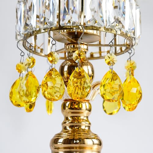 H&D HYALINE & DORA 3Inch Crystal Suncatcher Bauhinia Prisms Pendants 10Pcs Chandelier Crystals Replacement Hanging Sun Catcher Beads for DIY Arts Crafts Decor (Yellow) - color: Yellow
