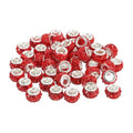 uxcell 50Pcs European Large Hole Beads, Rhinestone Craft Bead Crystal Charm Spacer Beads for Pens Bracelet Making Necklace DIY Craft, Red - color: Red