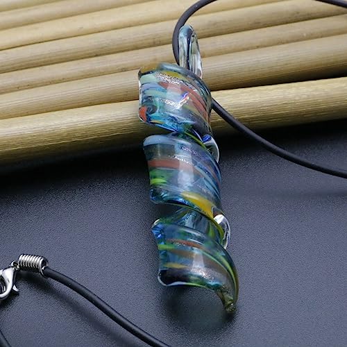 Glass Water Drop Shape Glaze Spiral Dangle Earrings Lampwork Handmade Glass Bead Geometric Earrings for Women Jewelry - color: Hollow Swirl