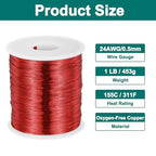 MECCANIXITY 24 AWG Magnet Wire, 24 Gauge Enameled Copper Wire, 1 Lb Magnetic Coil Wire for Transformer, Motor, Electric, 155C(311F) - size: 24 AWG