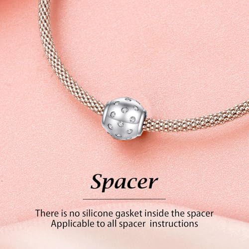 Clip Stopper Spacer Charms for Bracelets Necklaces, Compatible with Pandora,Jewery Mking DIY - style: 2PCS Silver Ball Spacers