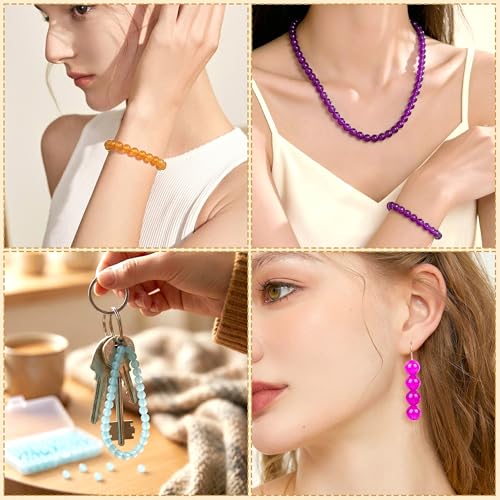 500Pcs Pink Red Glass Beads for Jewelry Making Kit, 6mm Round Crystal Beads for Bracelet Necklaces Earring DIY Crafts Bracelets Kits (Pink Red) - color: Pink Red