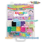 Rainbow Loom: 2,400 Bands & 1,000 Beads AutoLoom Rainbow Bliss Kit with AutoLoom & Finger Loom – DIY Braid & Bead Bracelet Jewelry Making Set for Kids 7+