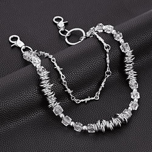 Layered Punk Pants Chain for Men Women, Gothic Hip Hop Jean Chain Wallet Chain Biker Trouser Chain, Goth Emo Fashion Keychain Accessories - color: 2L-Clear