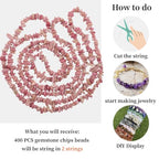 400pcs Natural Chip Stone Beads for Jewelry Making Rhodochrosite 5-8mm Irregular Gemstones Healing Crystal Loose Rocks Bead Hole Drilled for Ring Earrings Necklace Bracelet Making DIY Art Crafts - color: Rhodochrosite(2 Strands-62")