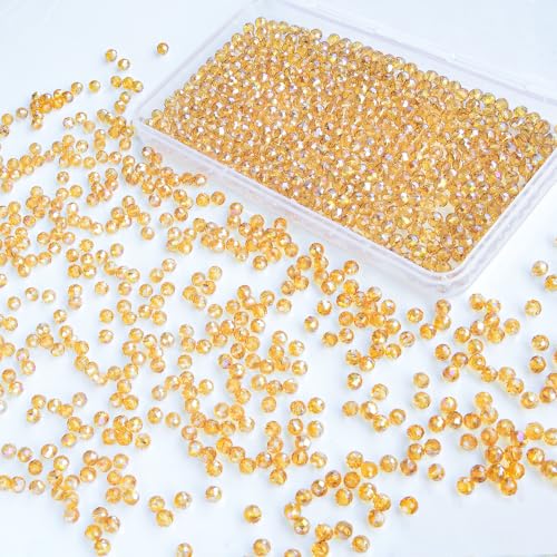 1200 Pcs 4mm Round Crystal Glass Beads for DIY Jewelry, Ideal for Bracelets, Necklaces, Pendants, and Handmade Craft Projects(Gold Champagne) - color: Golden champagne, size: 4mm 1200pcs