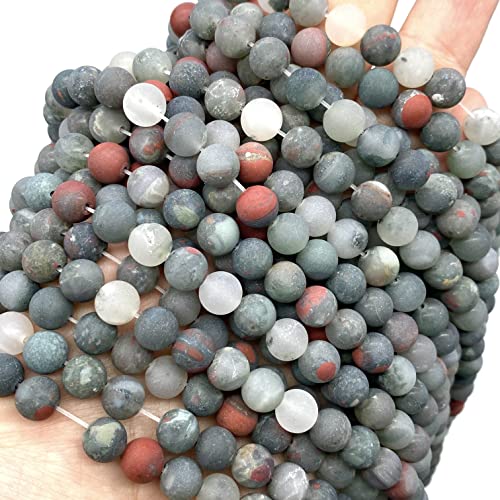 ABCGEMS Velvet-Matte-Finished African Setonite Blood Stone Beads (Enhance The Stone's Inherent Texture and Nature Hues with a Non-Glare Aesthetic) Smooth Round 8mm (Non-Shiny) - color: Setonite AKA Blood Stone (From Africa)