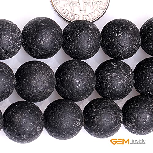 GEM-Inside Black Frost Spacer Agate Gemstone Loose Beads Natural Energy Power Beads for Jewelry Making 12mm Round 15 Inches - color: Black Agate, size: 12mm